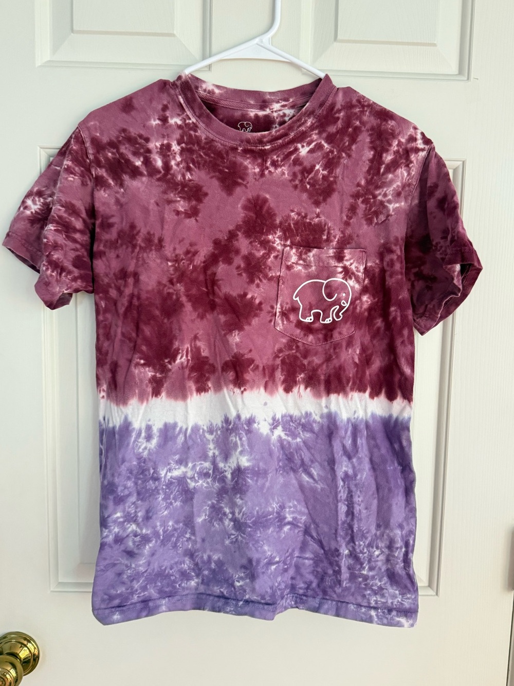 Ivory Ella Tie-Dye Pocket Tee Maroon & Lavender